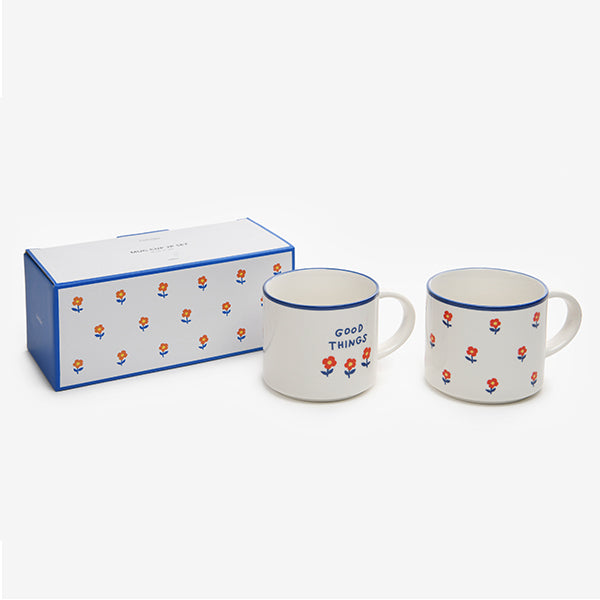 Vintage Flower Mug Set of 2